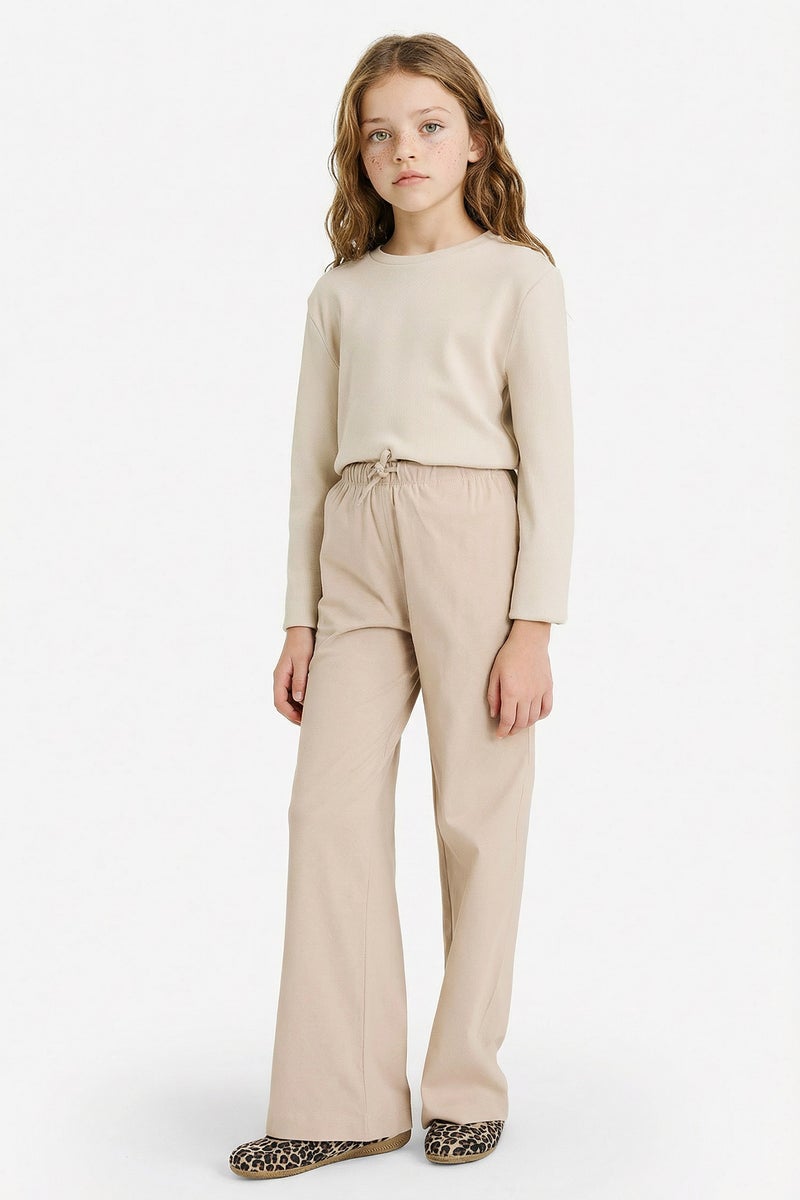 DeFacto Beige Girl Girl Wide Leg Trousers Casual - Image 1